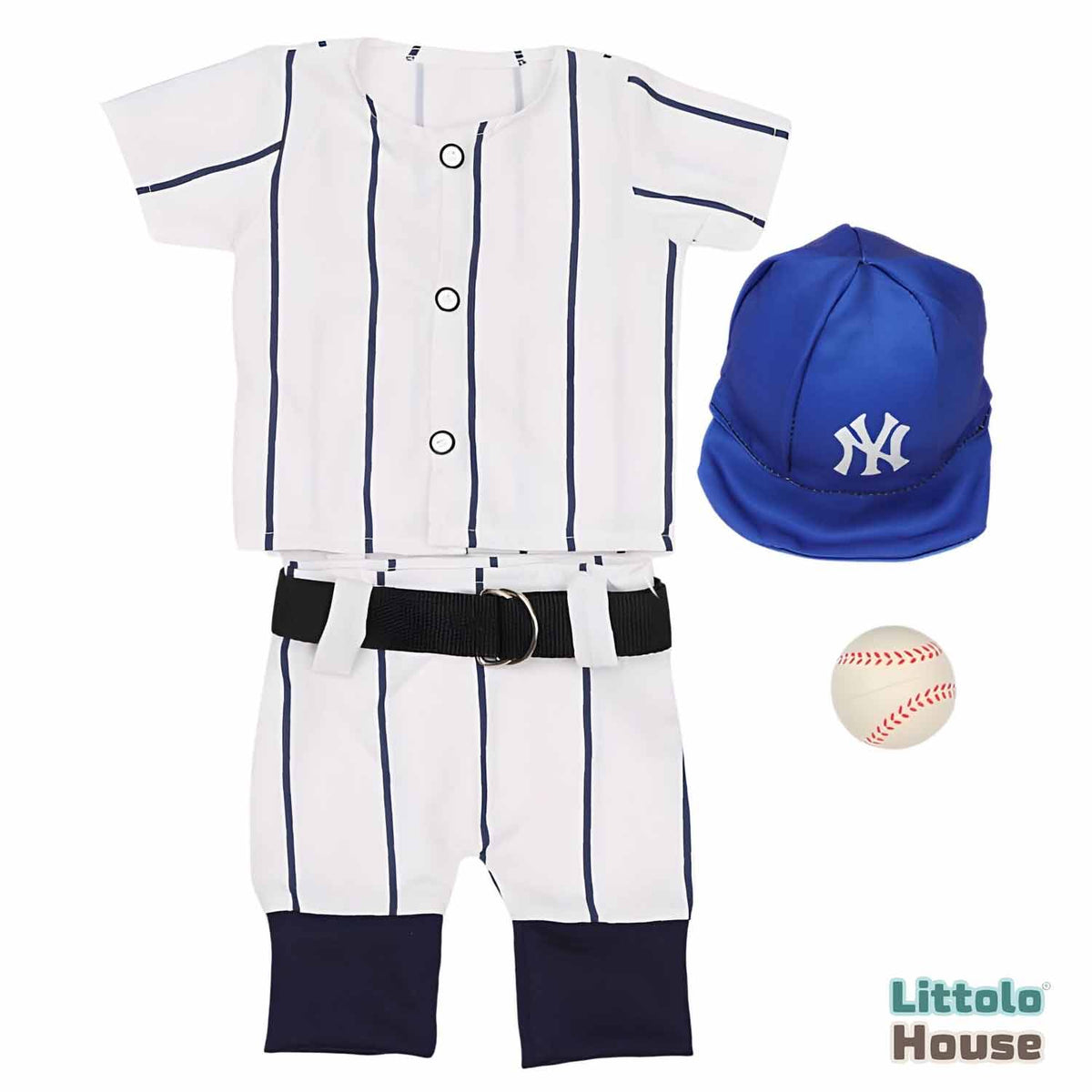 Baby Boy Baseball Outfit with Cap & Ball O117 | NB | White Blue