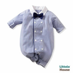 Baby Boy Chef Theme Lining Onesie with Bow Tie Outfit O074 | 1Y | blue