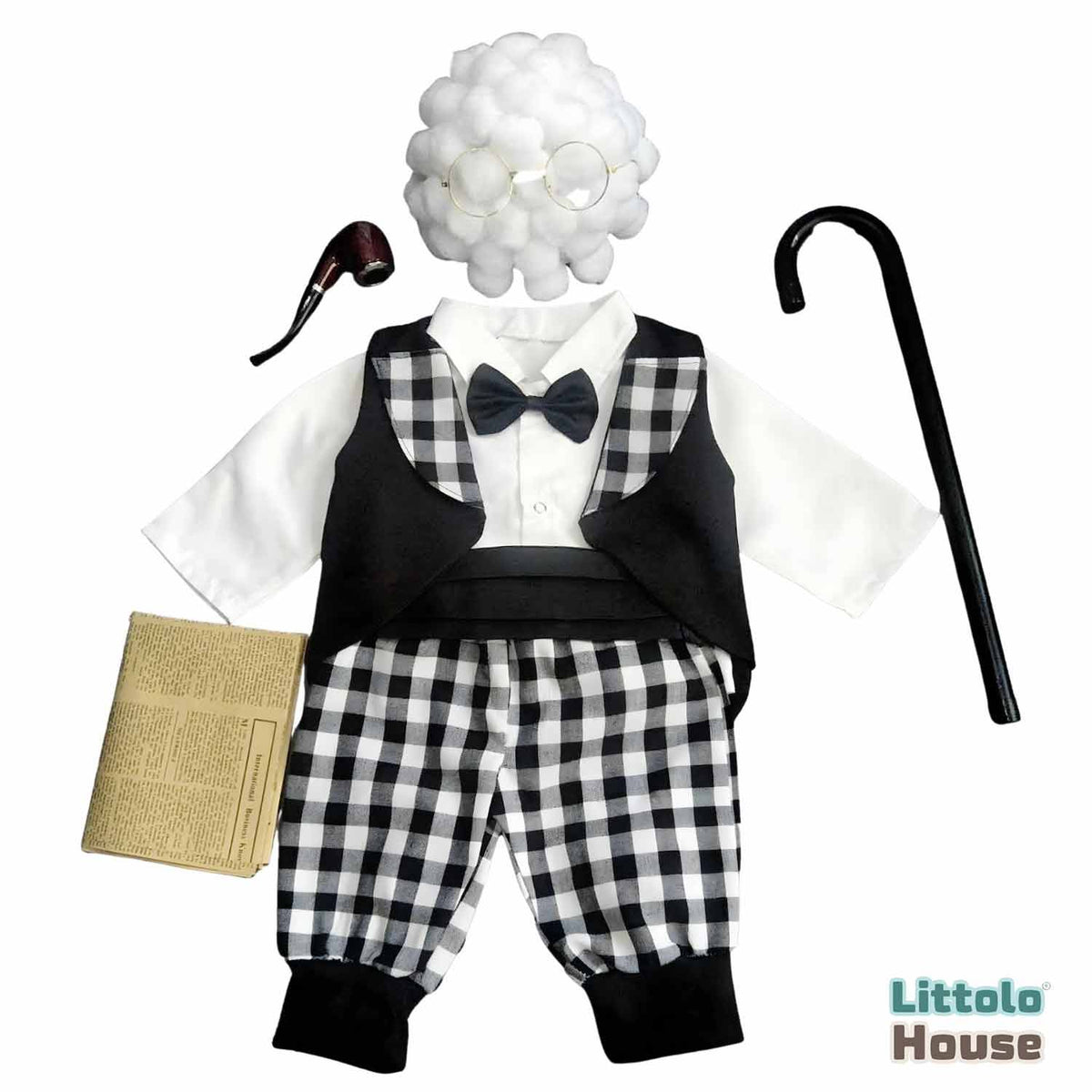 Baby Boy Cosplay Grandpa Outfit Set of 7 O100 | 6M | Black White