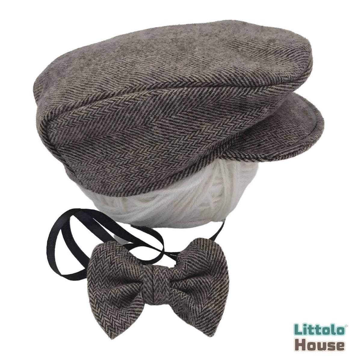 Baby Boy Gentleman Cap and Bowtie SR001 | Set of 2 | 3M | Brown