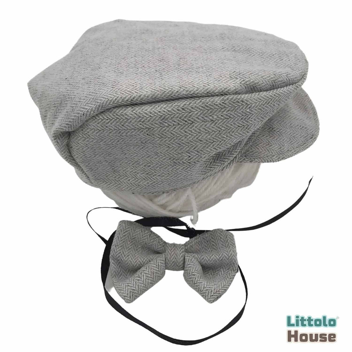 Baby Boy Gentleman Cap and Bowtie SR001 | Set of 2 | 3M | Grey