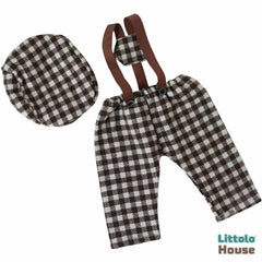 Baby Boy Gentleman Cap and Suspender Pant SR002 | 2M | Brown Chex