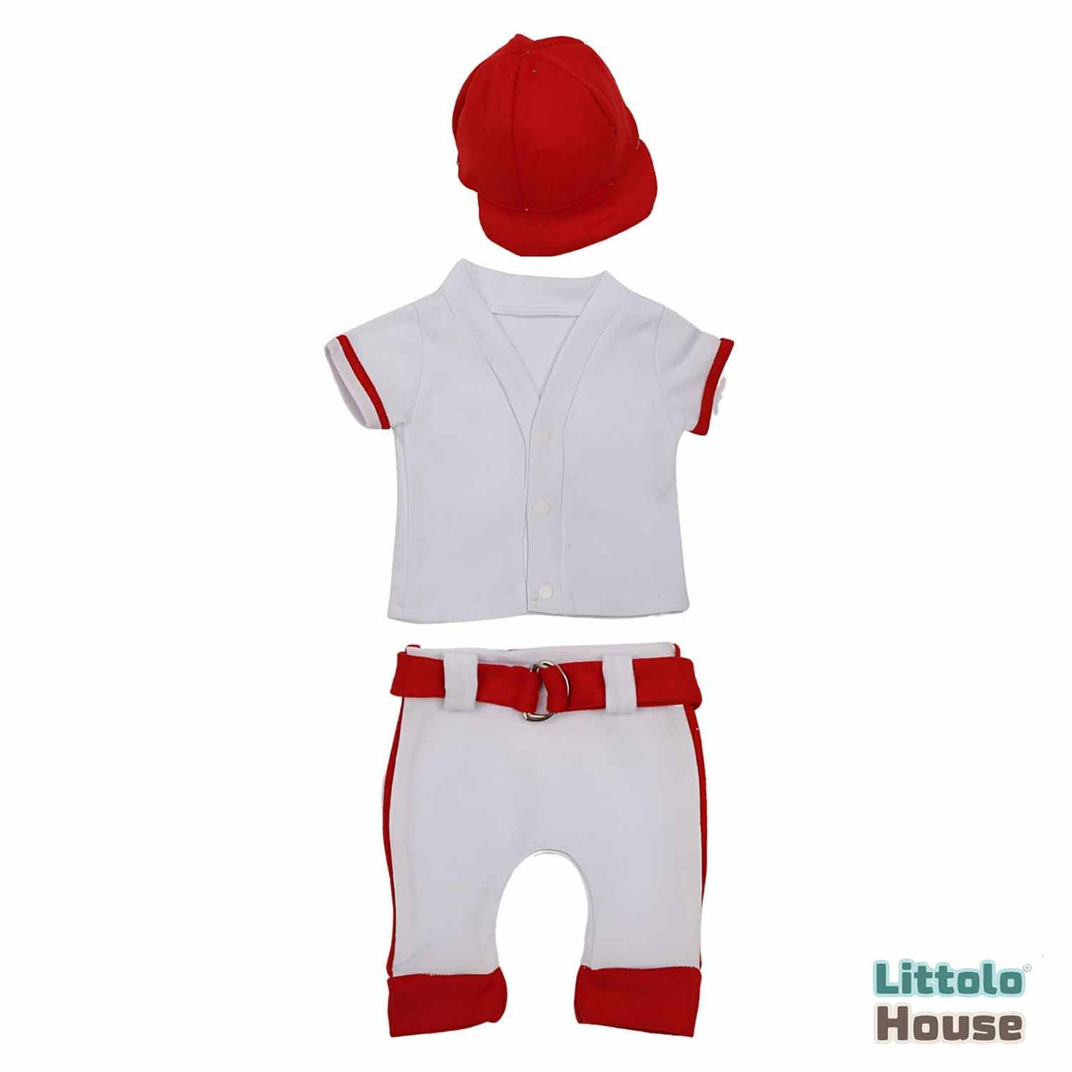 Baby Boy Red Sports Outfit with Cap O118 | NB | Red White