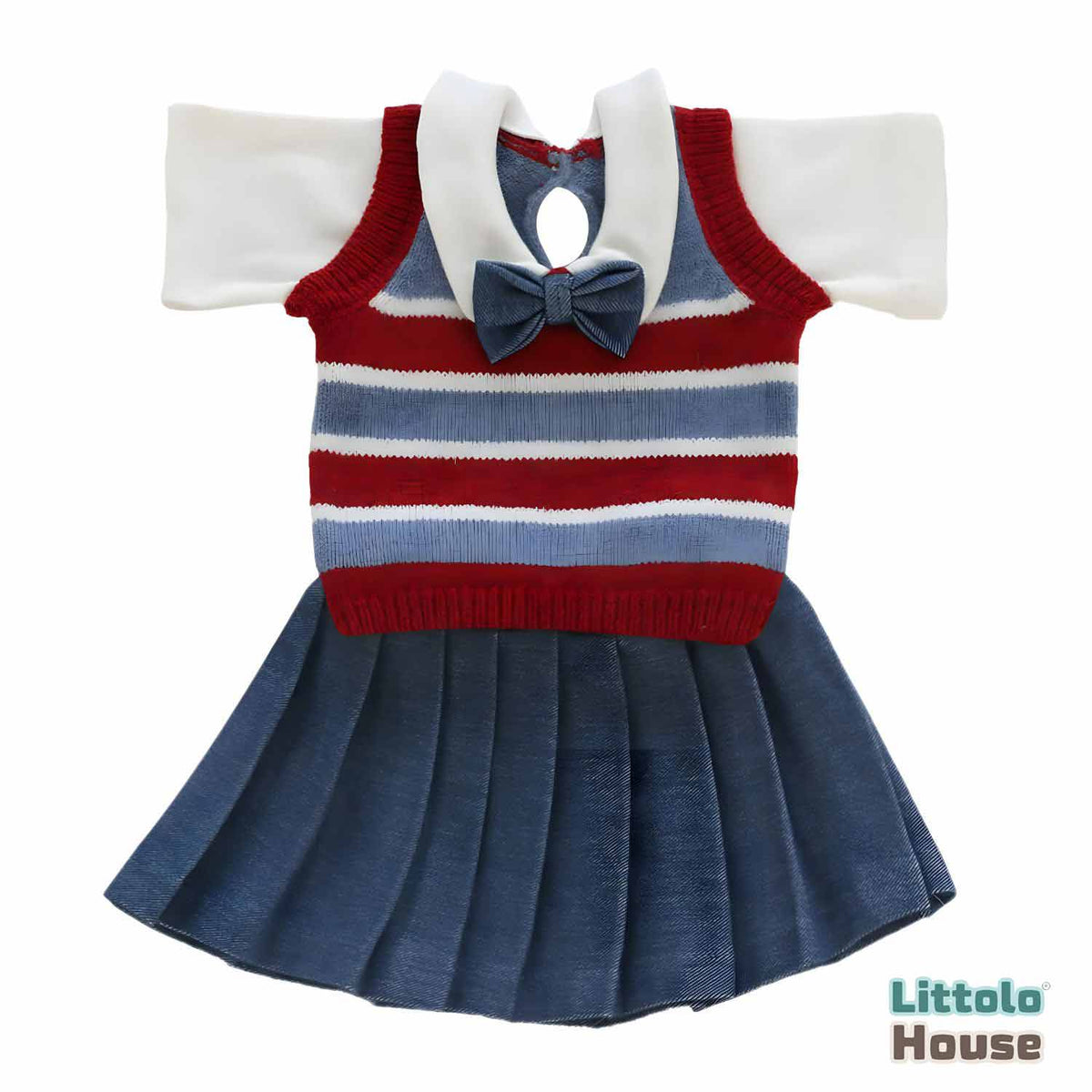 Baby Girl School Costume Sweater and Skirt Outfit O055 | NB | Red Blue