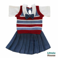 Baby Girl School Costume Sweater and Skirt Outfit O055 | NB | Red Blue