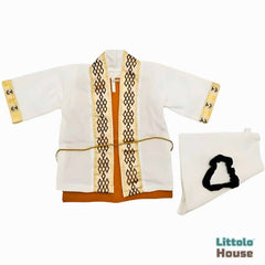 Baby Boy Shaikh Costume Outfit O062 | 1Y | White Sandstone Orange