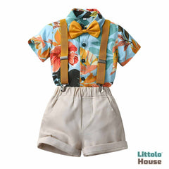 Baby Boy Shirt with Shorts O122 | 1Y | Tropical Flower Print