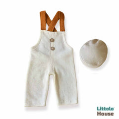 Baby Boy Straps Pant with Cap O124 | NB | Off White