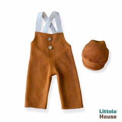 Baby Boy Straps Pant with Cap O124 | NB | Tawny