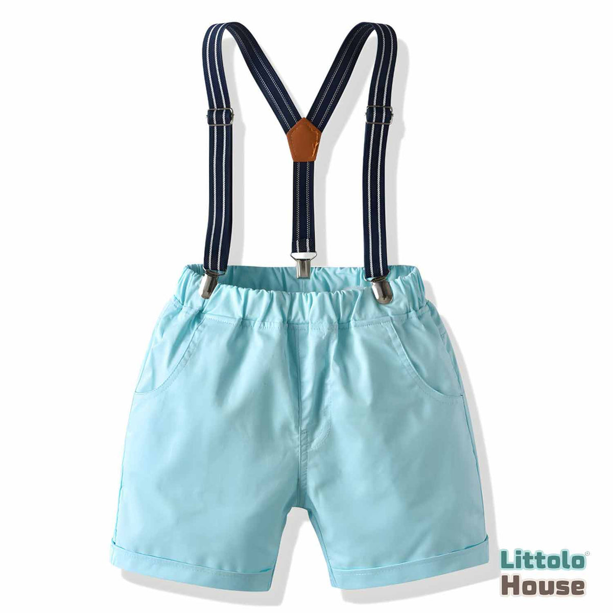 Baby Boy Suspender Shorts Outfit O078 | 1Y | Azure