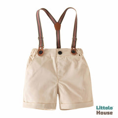 Baby Boy Suspender Shorts Outfit O078 | 1Y | Beige