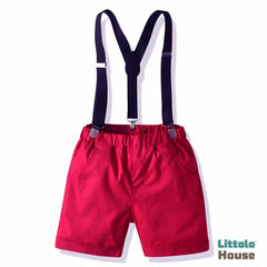 Baby Boy Suspender Shorts Outfit O078 | 1Y | Maroon