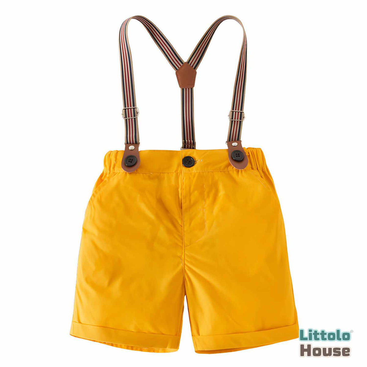 Baby Boy Suspender Shorts Outfit O078 | 1Y | Mustard