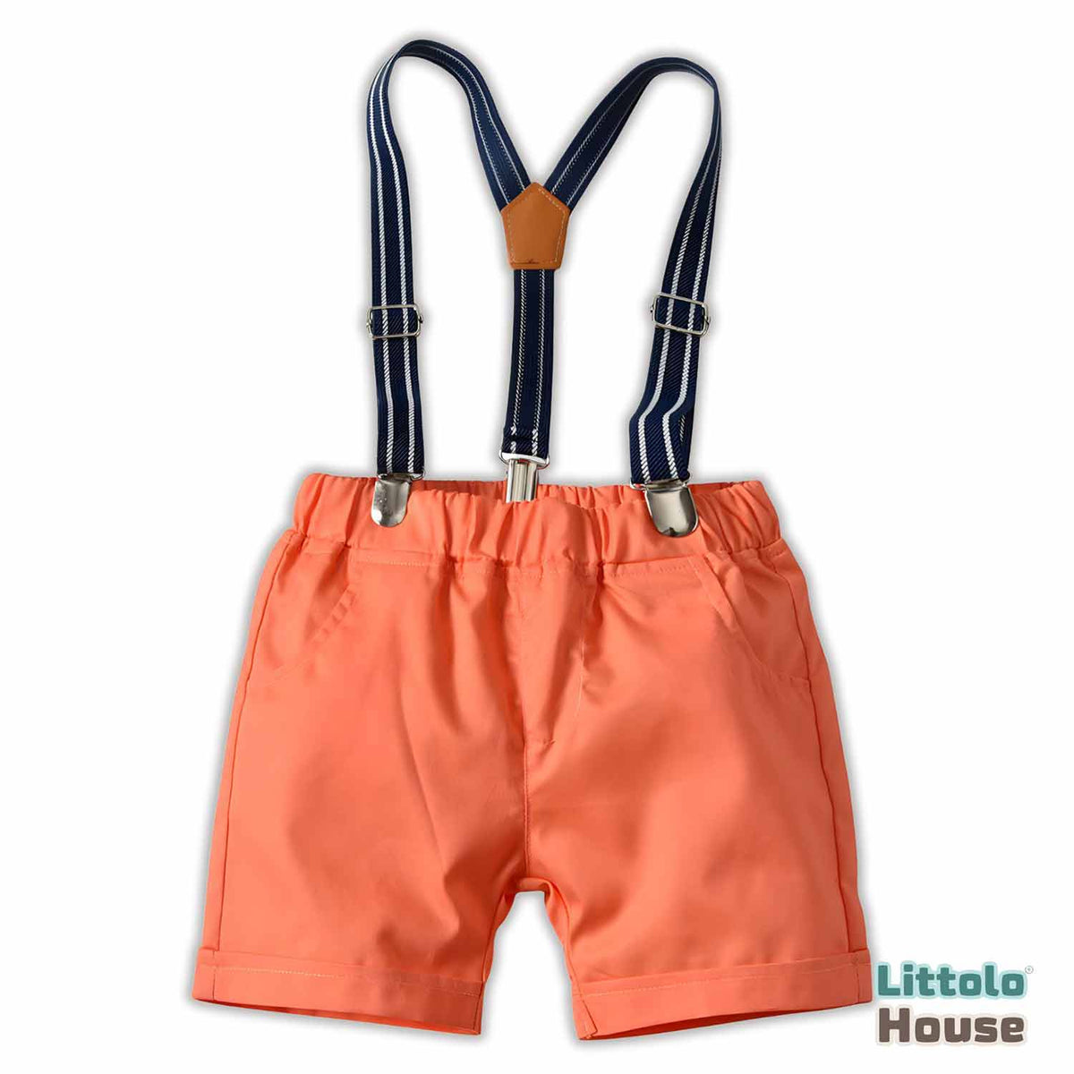 Baby Boy Suspender Shorts Outfit O078 | 1Y | Orange