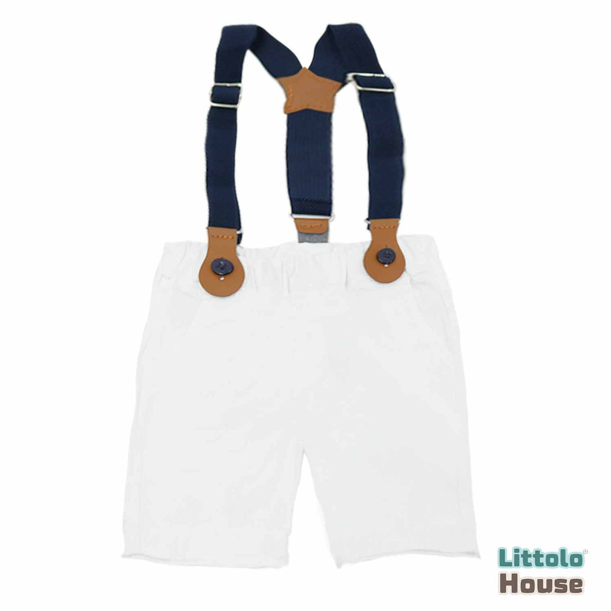 Baby Boy Suspender Shorts Outfit O078 | 1Y | White