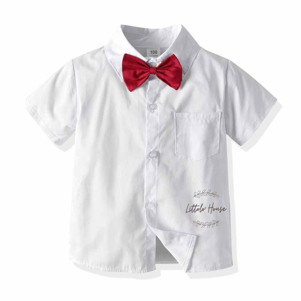 Baby Boy Suspender Shorts Outfit with Bow Tie Outfit O045 | 2Y | White Cherry