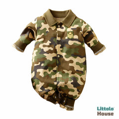 Baby Camouflage Small Soldier Romper Outfit O072 | 6M | Army Print