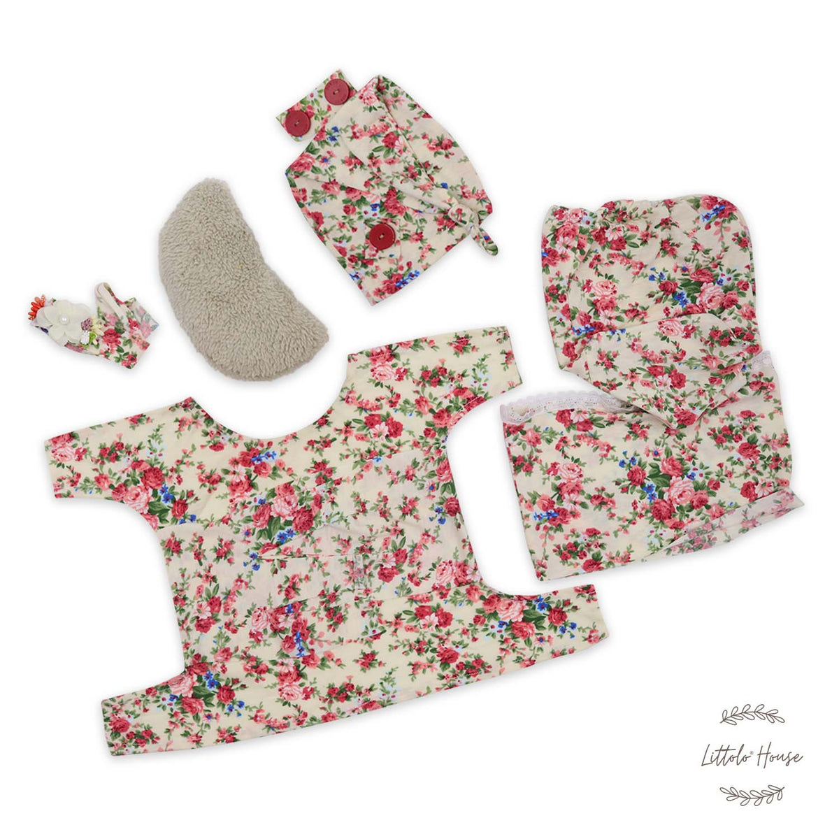 Baby Floral Swaddling Assistant Set of 5 SR077 | NB | Cream