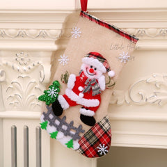 Baby Christmas Snowman Linen Stockings Decorative Add-ons | 1Y | Beige