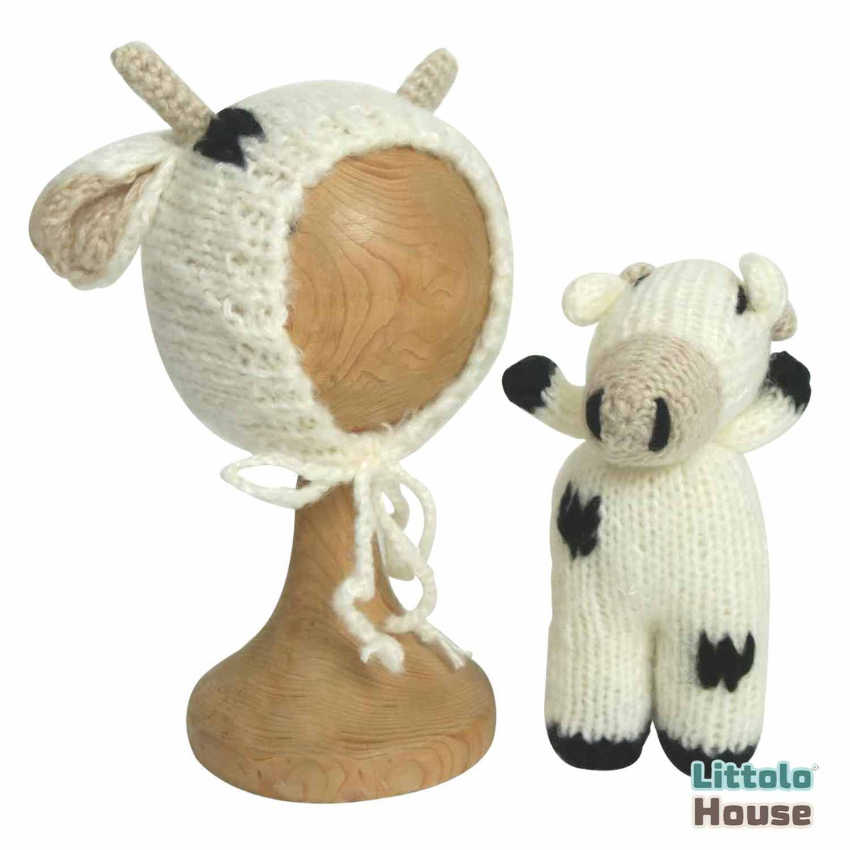 Baby Crochet Cow with Bonnet Outfit O058 | 2M | Off White