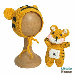 Baby Crochet Tiger with Bonnet Outfit O058 | 2M | Yellow