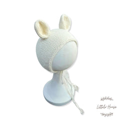 Baby Cute Ear Bonnet | NB | Milky White