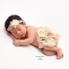 Baby Floral Circular Bum Cover with Hairband S053 | Set of 2 | Chocolate Shades