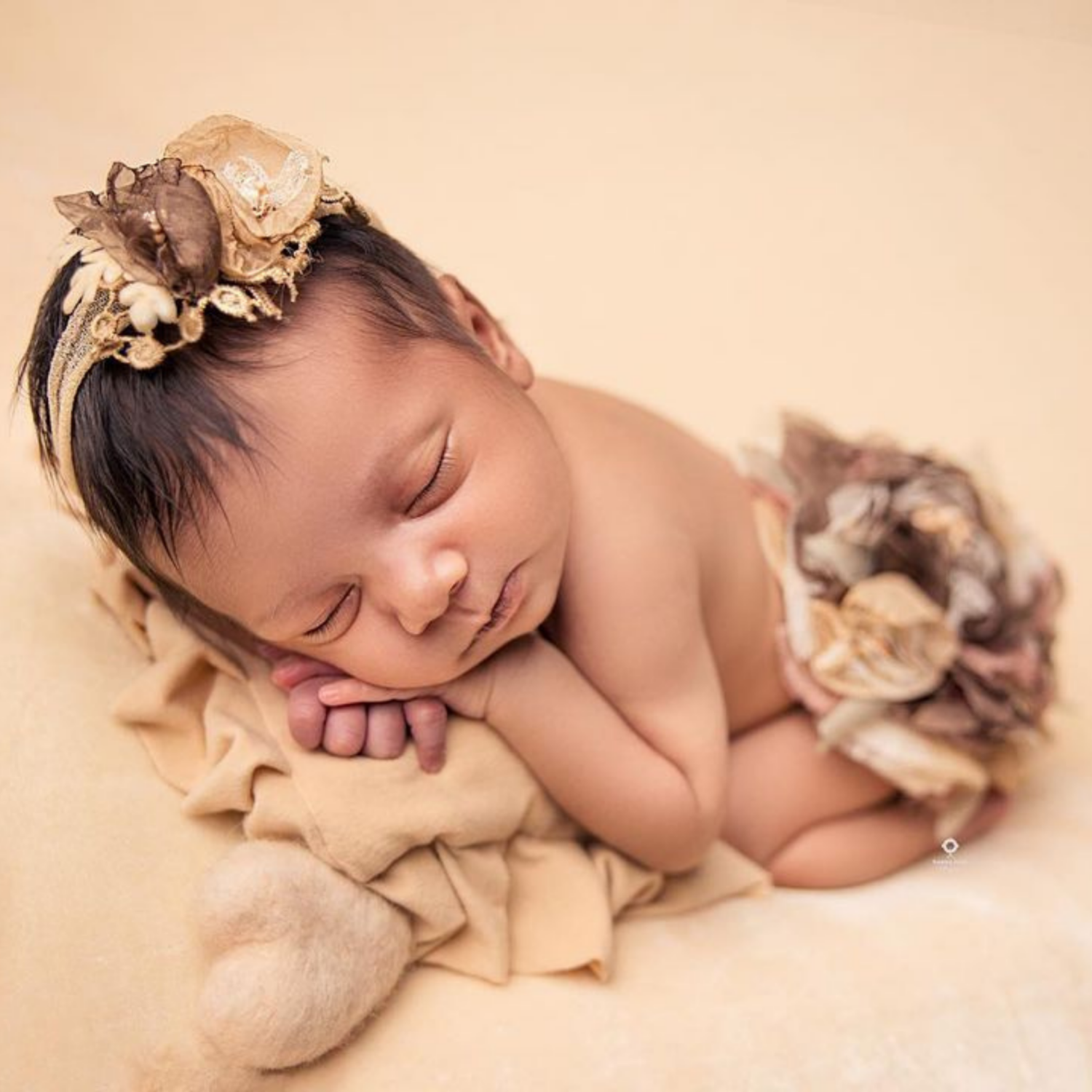 Baby Floral Circular Bum Cover with Hairband S053 | Set of 2 | Chocolate Shades