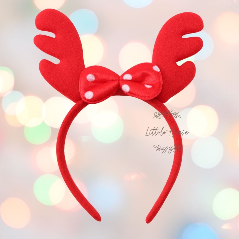 Baby Girl Christmas Reindeer Antlers Hairband H030 | 2Y | Red