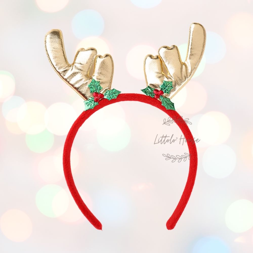 Baby Girl Christmas Reindeer Golden Antlers Hairband H031 | 2Y | Multicolour