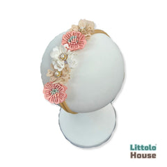 Baby Girl Flower Hairband H054 | 1Y | Pink White Shades