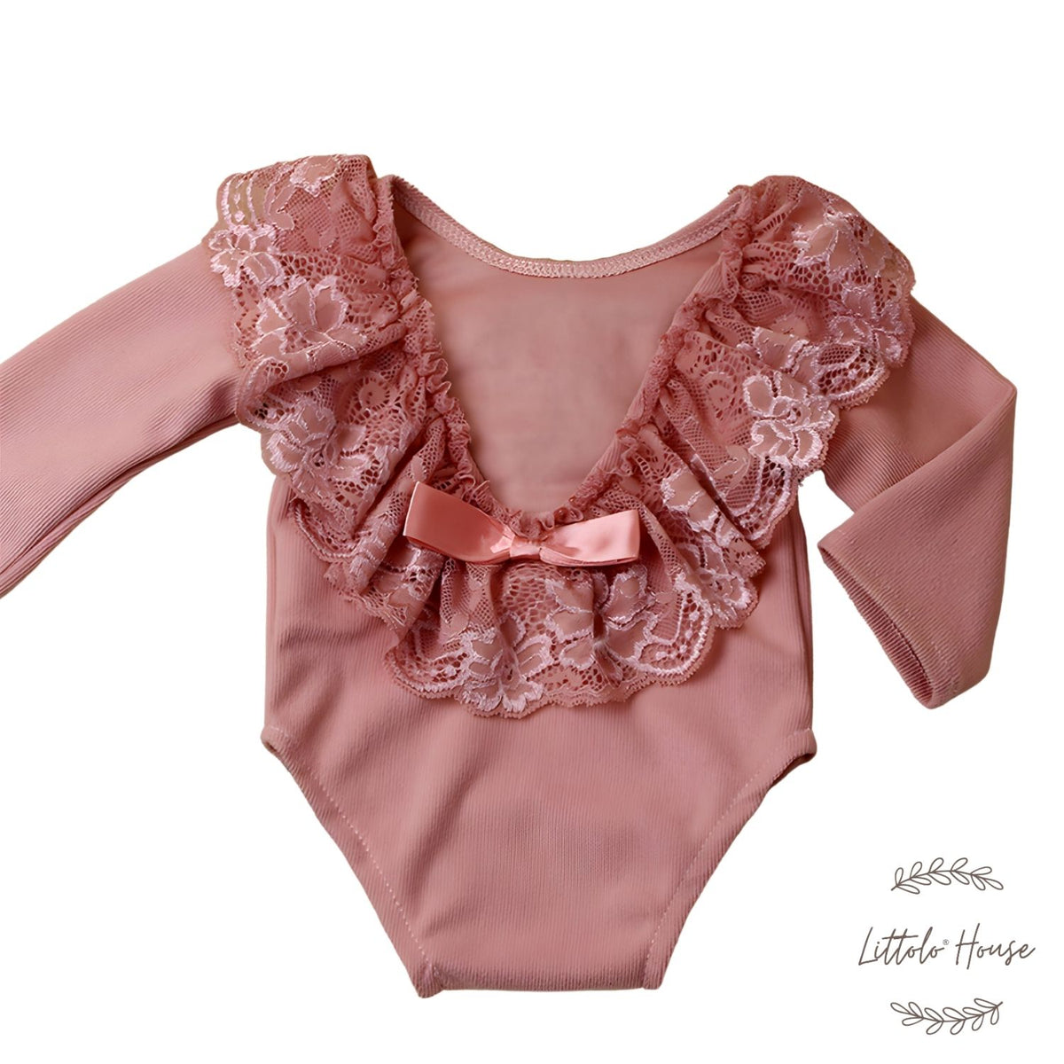 Baby Girl Full Sleeves Backless Romper O127 | 3M | Fuchsia Pink