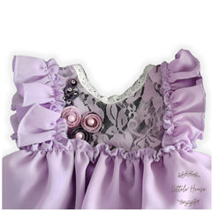 Baby Girl Lace Frill Frock with Bonnet Posing Aid and Botties SR030 | Set of 4 | 3M | Orchid