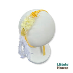 Baby Girl Light Yellow Bow with pearl Hairband H069 | 1Y | Light Yellow