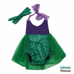 Baby Girl Mermaid Theme Costume Outfit O075 | 1Y | Purple Green