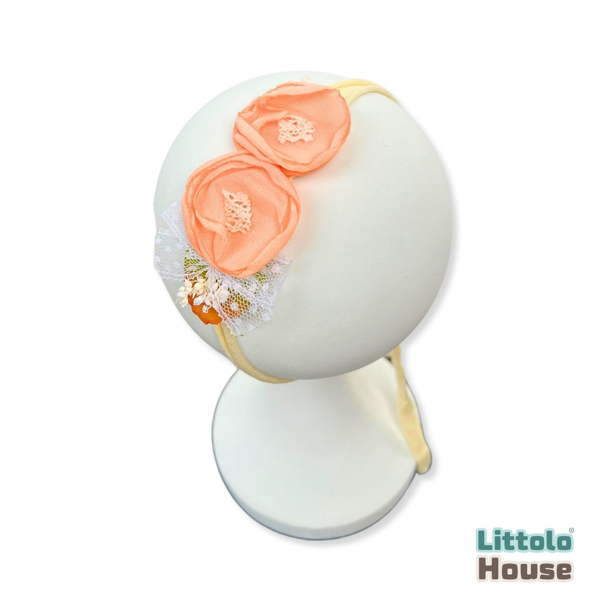 Baby Girl Peach Orange Flower Hairband H073 | 1Y | Orange Peach