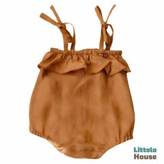 Baby Girl Playsuit Romper Outfit O053 | 1Y | Sepia Brown