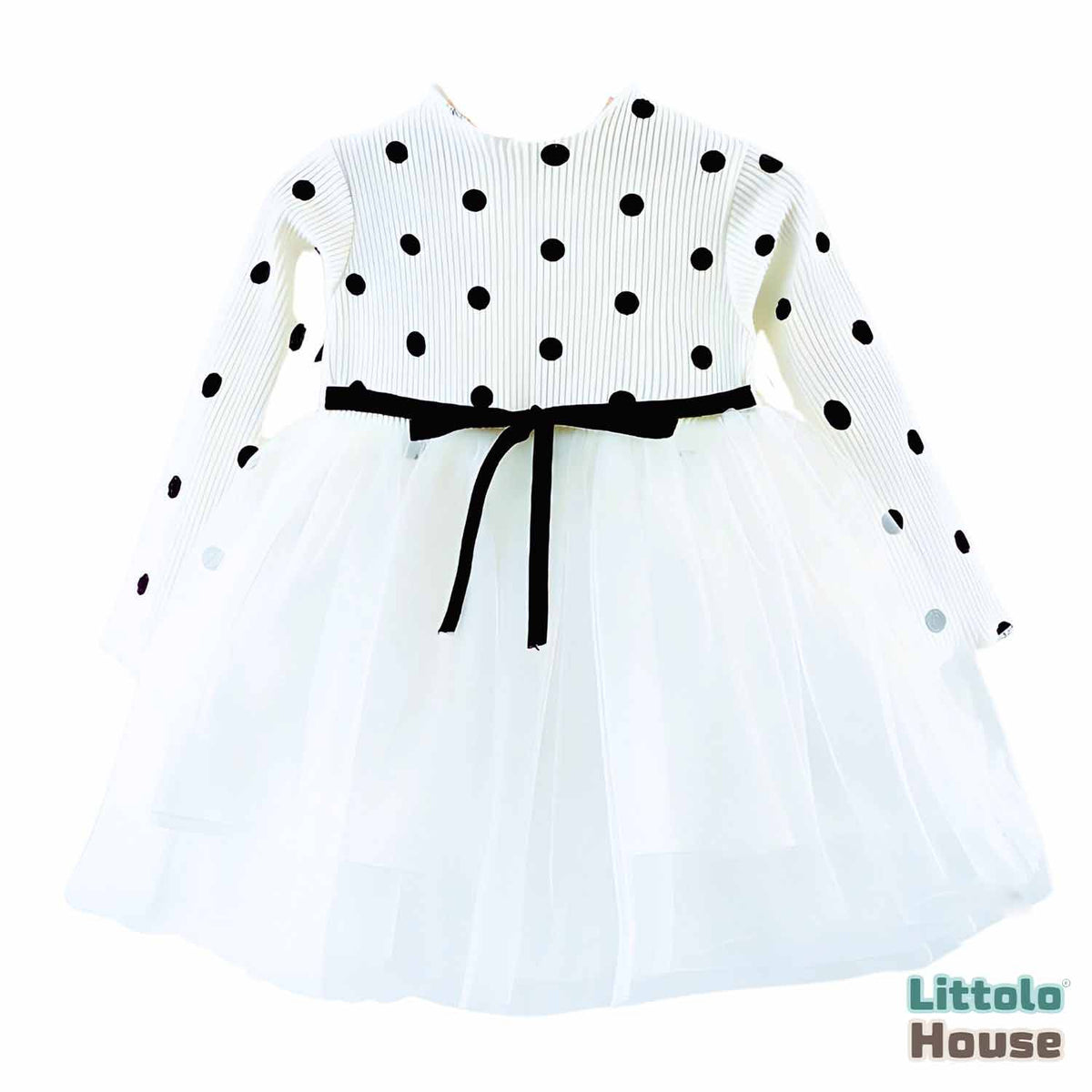 Baby Girl Polka Dot Frock Outfit O073 | 1Y | White