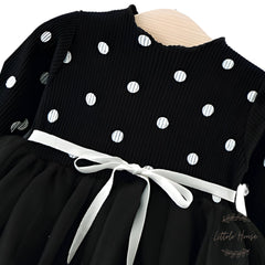 Baby Girl Polka Dot Frock Outfit O073 | 1Y | Black