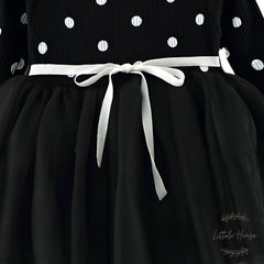 Baby Girl Polka Dot Frock Outfit O073 | 1Y | Black