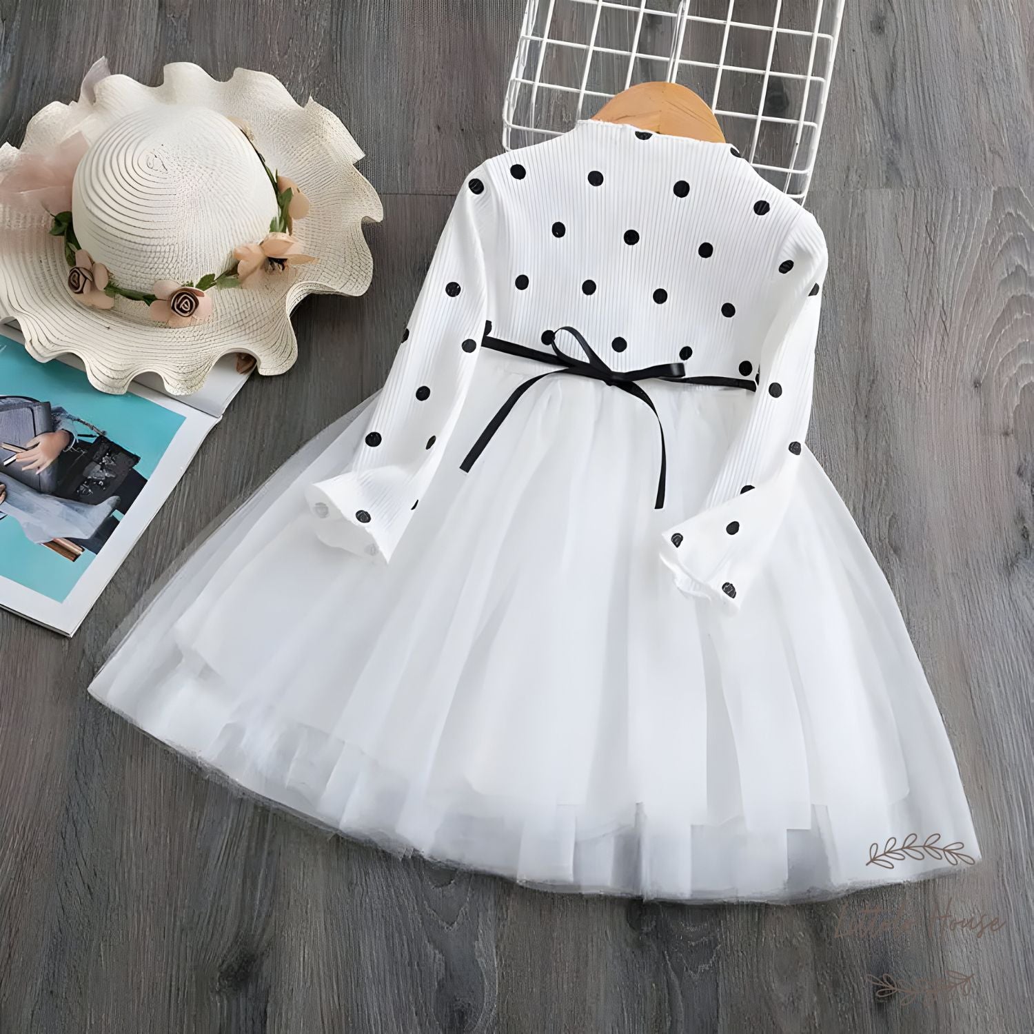 Baby Girl Polka Dot Frock Outfit O073 | 1Y | White