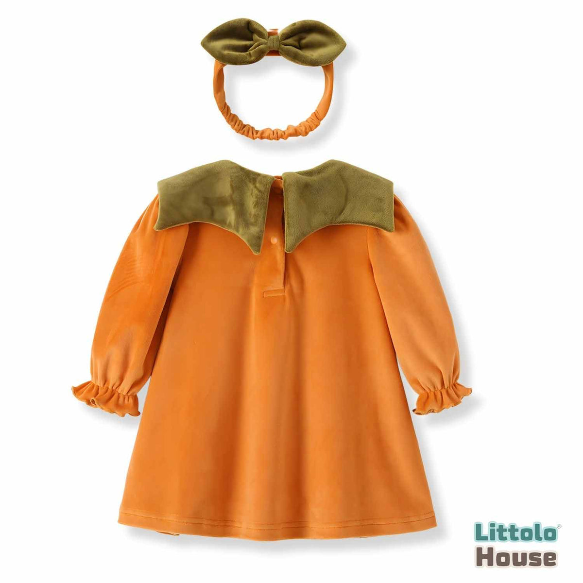 Baby Girl Halloween Frock with Hairband O123 | 15M | Sandstone Orange