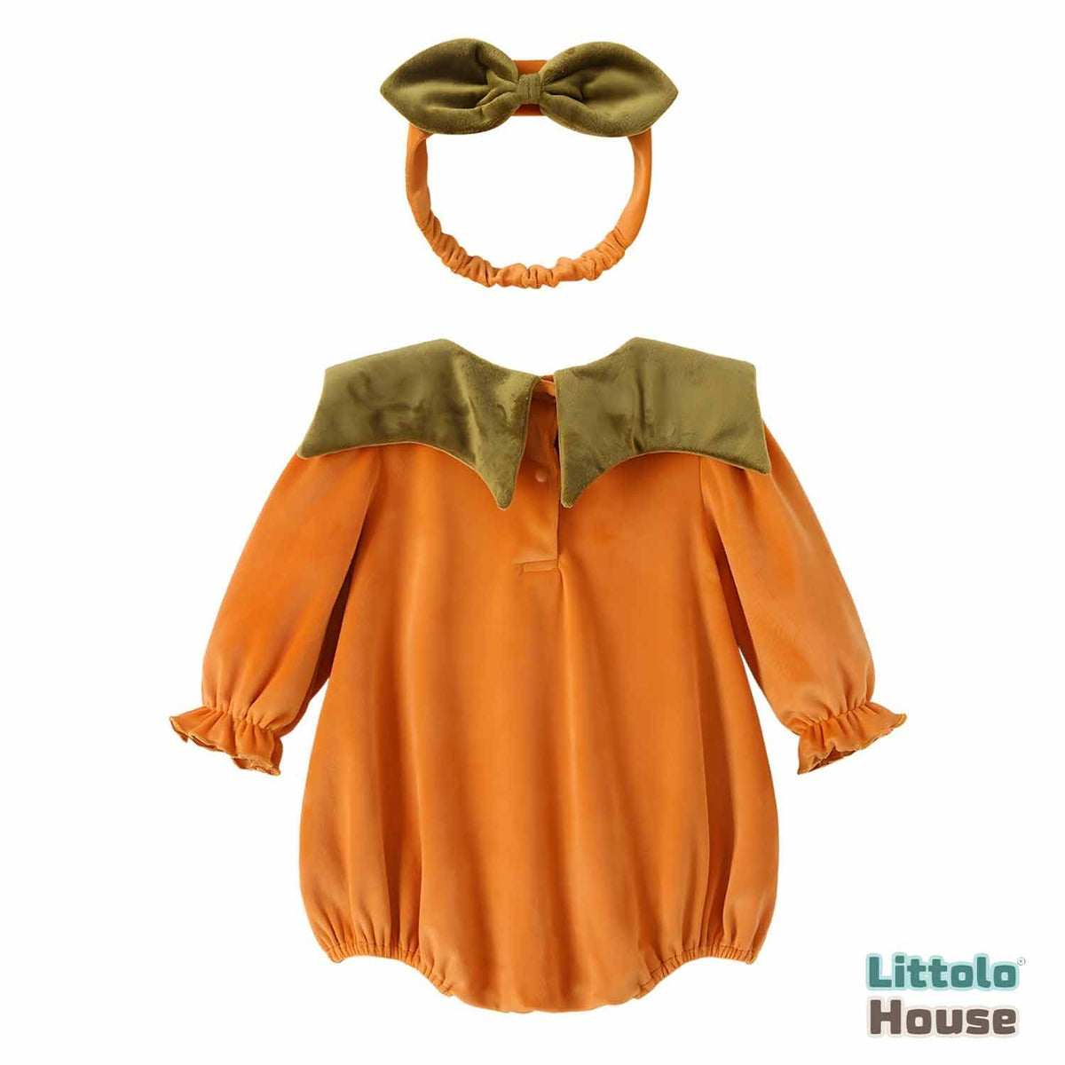 Baby Girl Halloween Romper with Hairband O123 | 6M | Sandstone Orange