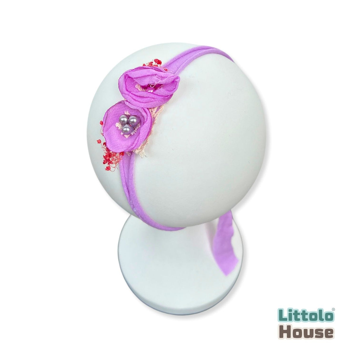 Baby Girl Purple Flower with pearls Hairband H076 | 1Y | Purple