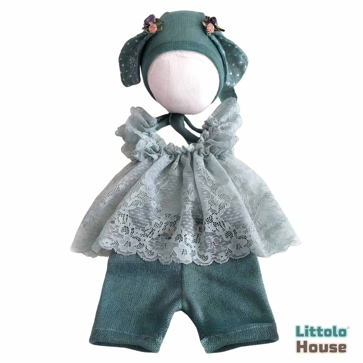 Baby Girl Rabbit Ear Bonnet Costume SR007 | NB | Sea Green