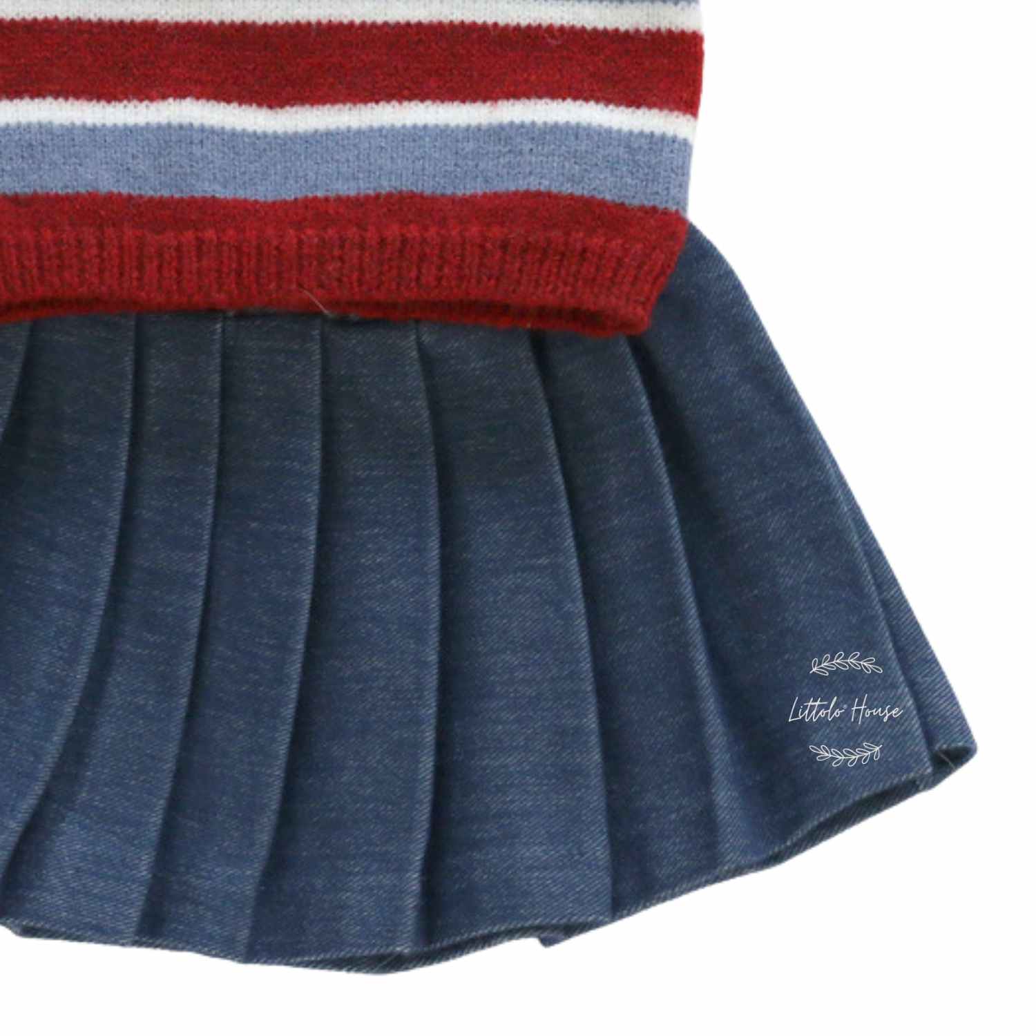 Baby Girl School Costume Sweater and Skirt Outfit O055 | NB | Red Blue