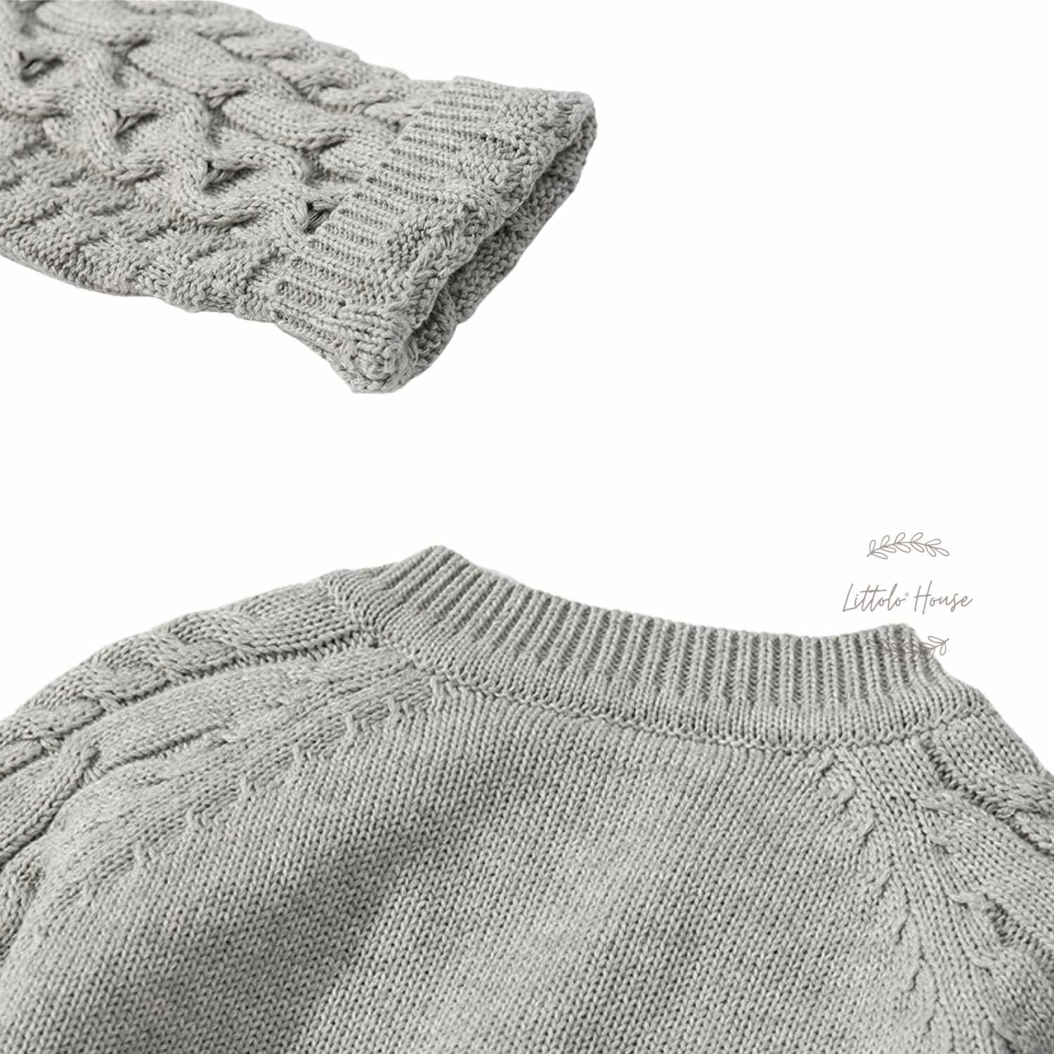 Baby Knitted Long Sleeves Romper with Warm Hat Outfit O049 | 2Y | Grey