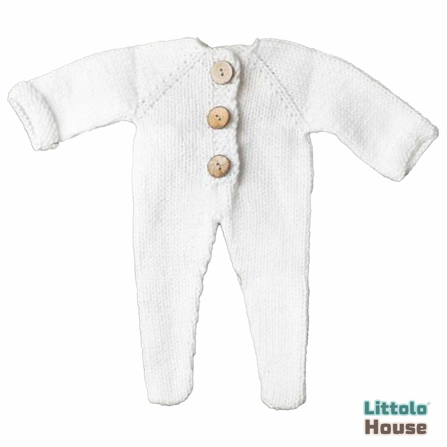 Baby Knitted Rompers O014 Outfit | 2M | White