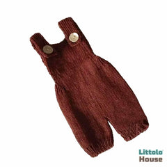 Baby Knitted Suspender Romper Outfit | 2M | Chocolate Brown