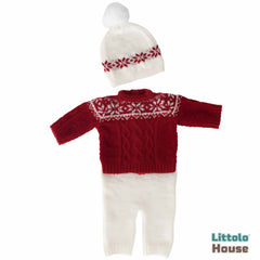 Baby Mohair Top with Shorts and Hat Christmas Special Outfit O029 | NB | Red